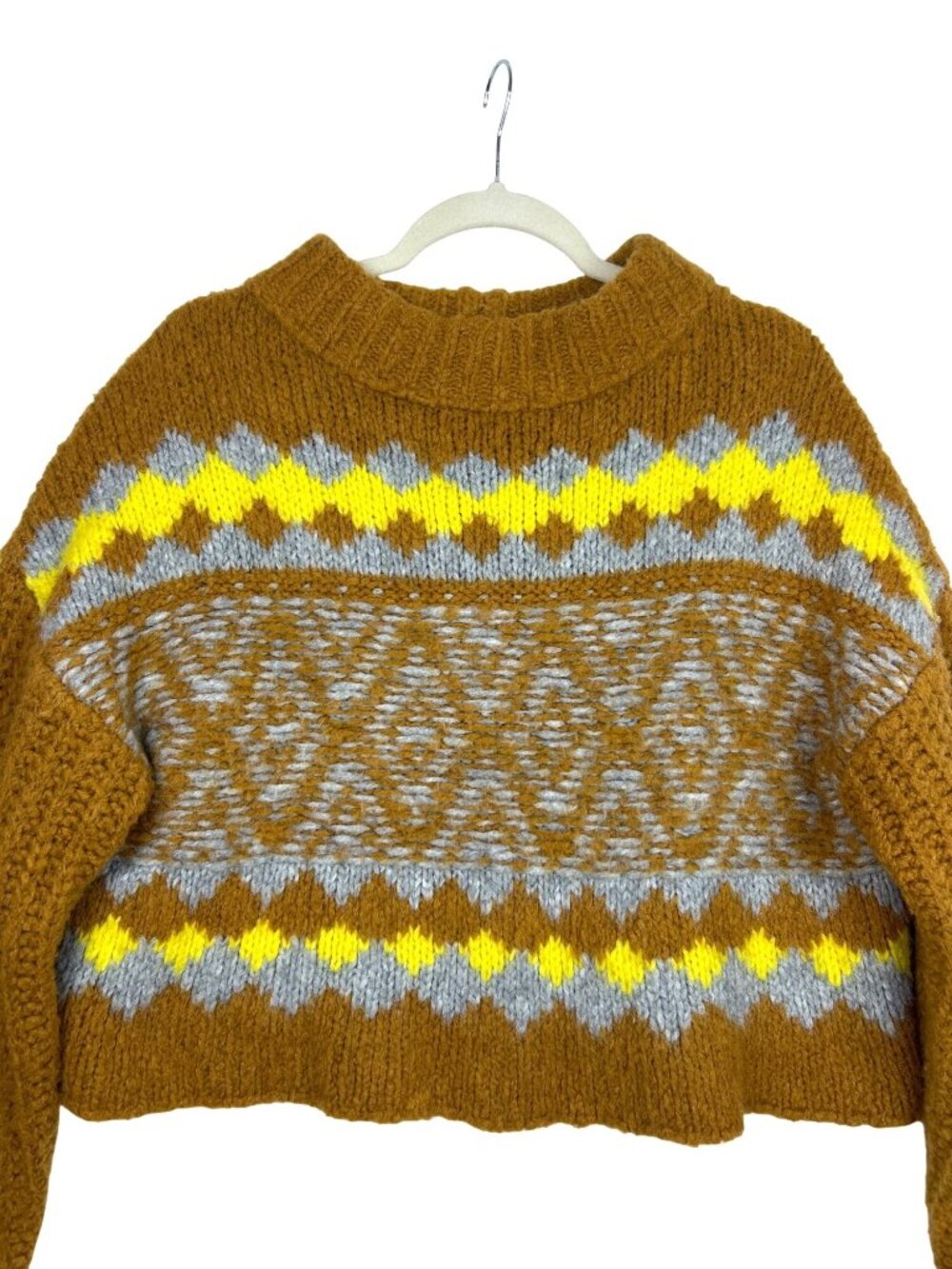 Free People Cropped Sweater Size S Cozy Alpine Mock Neck Alpaca Wool Blend - Picture 3 of 12